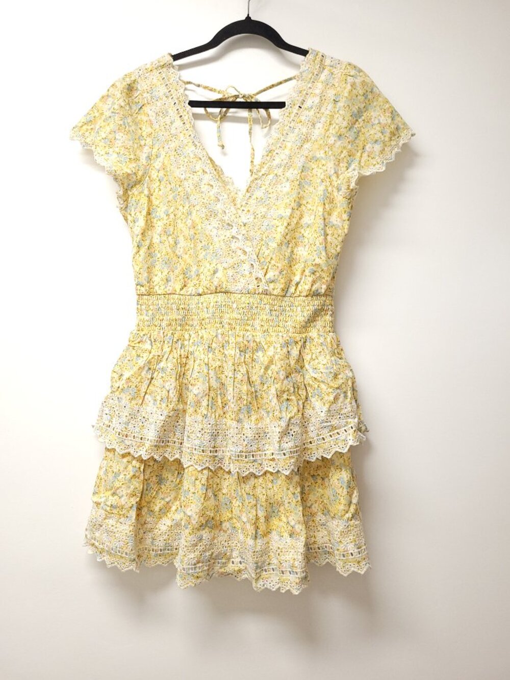 NWT American Eagle Garden Party Wrap Dress Tiered Cottage Core Floral Lace Dress
